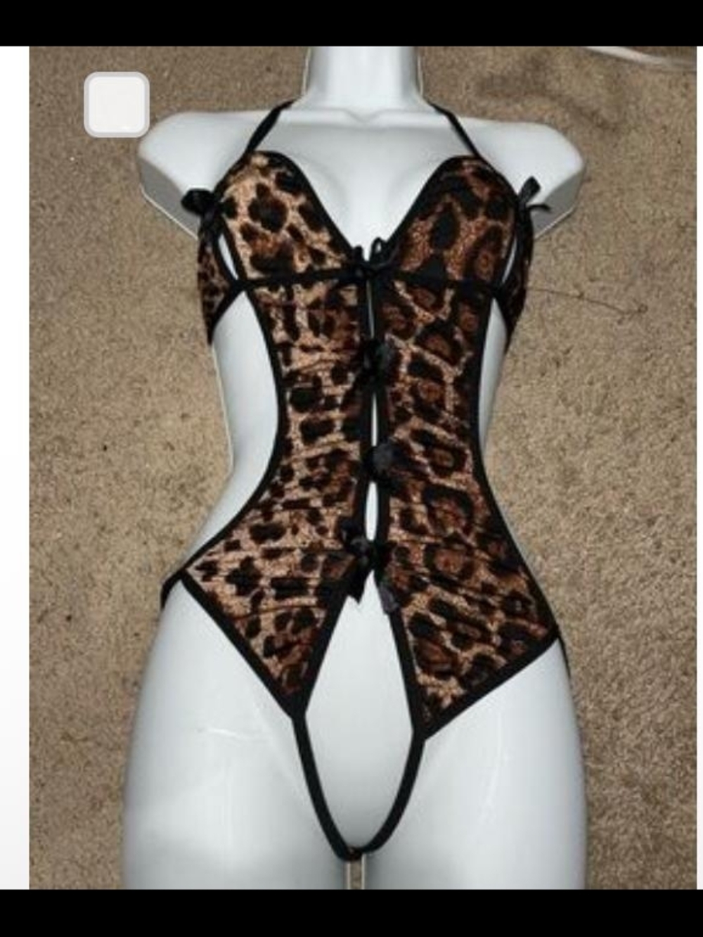 Leopard Print Cutout Bodysuit - Brown